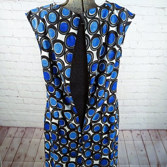 AB Studio Blue/Black/White Circles Sleeveless Dress - Picture 6 of 9